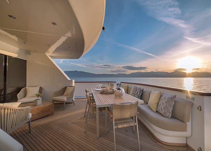 yachts Athens, sunset, dining Athens, luxury yacht