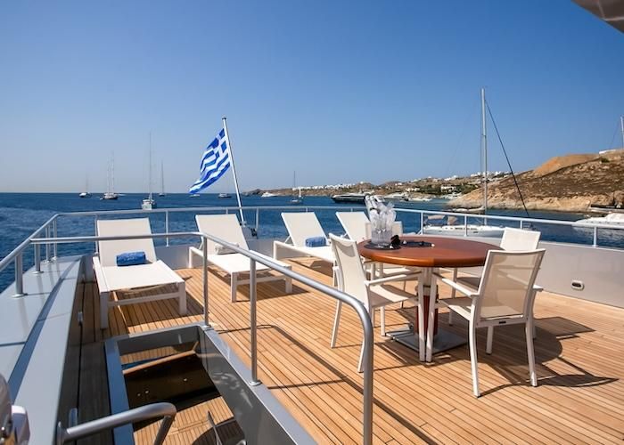 private yacht deck, Mykonos, Naxos, Amorgos, Koufonisia, superyacht sundeck
