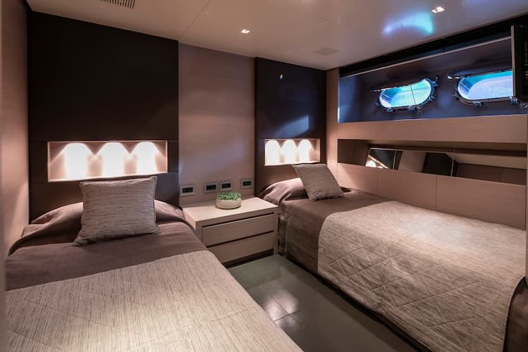 yacht bedroom, super yacht accommodation, yacht cabins