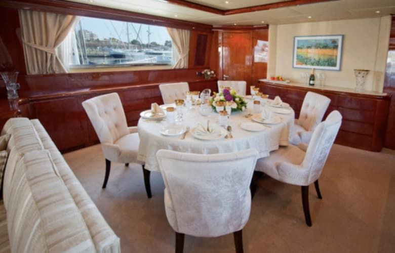 Yacht dining, yacht Greece, dinner on yacht
