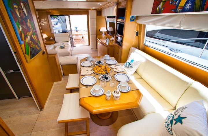 inner yacht dinning, private yacht charter Greece, yacht charter Greece